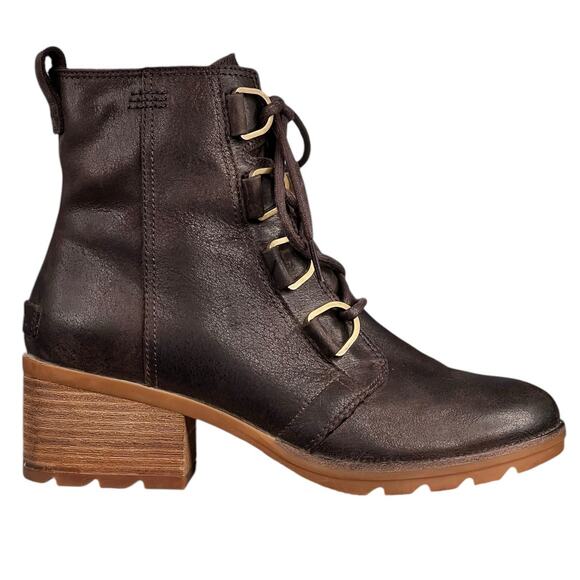 Sorel Women’s Cate Lace Up Brown Leather Ankle Boot Size US 9.5 - Picture 1 of 11